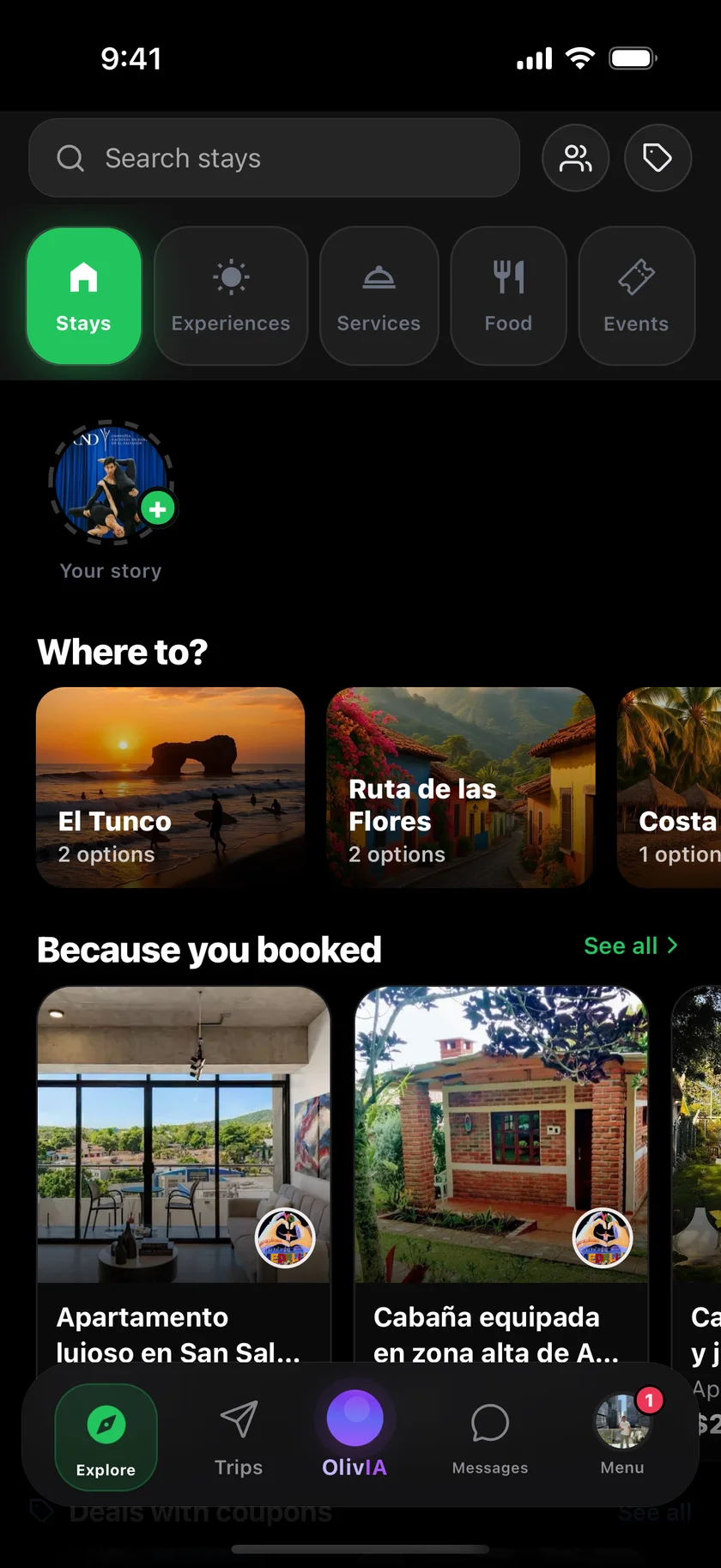 SivarGO screen: This is Explore